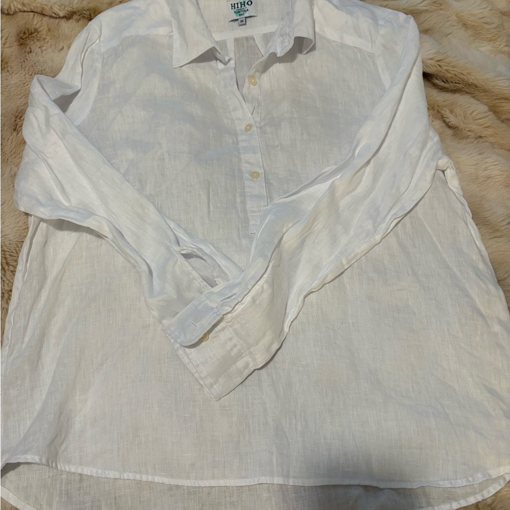 Women's White Linen Swim Coverup